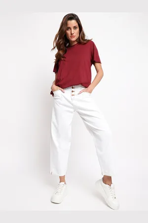 TALES & STORIES Women White Relaxed Fit Stretchable Jeans