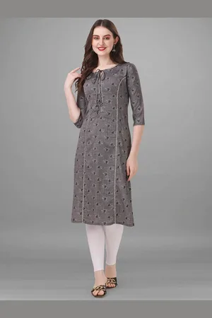 BAPS Floral Printed Tie Up Neck Pure Cotton Kurta