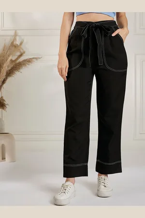 marie claire Women Black High-Rise Plain Trousers