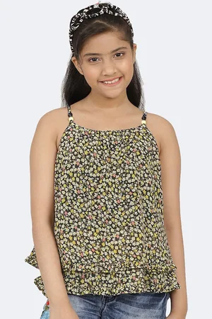 CACA CINA Black Floral Printed Georgette Top