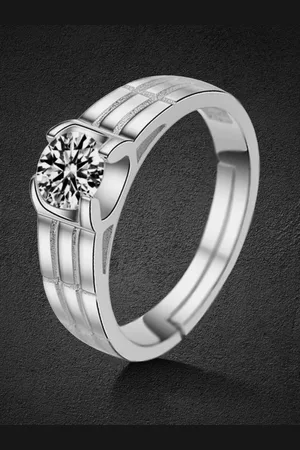 Myki Stainless Steel Silver Plated Adjustable Stainless Steel Finger Ring