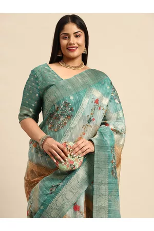 Sztori Floral Zari Silk Cotton Banarasi Saree
