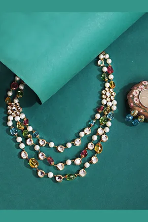 ABDESIGNS Gold-Plated Layered Necklace With Earings