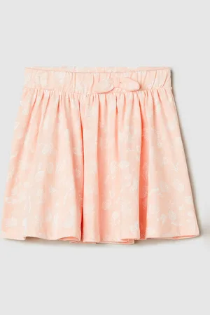 Max Collection Girls Floral Printed Pure Cotton Flared Mini Skirt