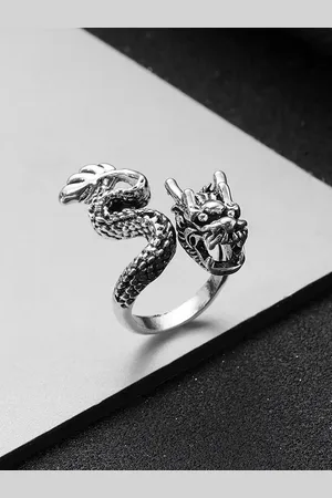 Meenaz Men Silver-Plated Oxidised Dragon Ring