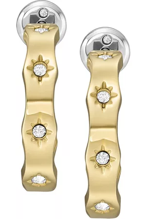 Fossil Gold-Plated Contemporary Half Hoop Earrings