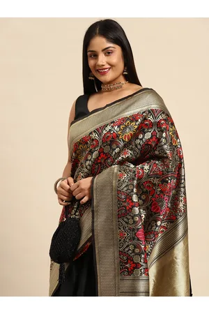 Sztori Floral Zari Silk Blend Banarasi Saree