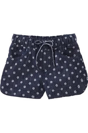 KiddoPanti Girls Blue Printed Regular Fit Regular Shorts