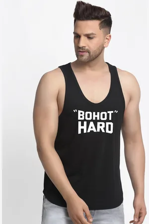 Friskers Men Black & White Typography Printed Tank T-shirt