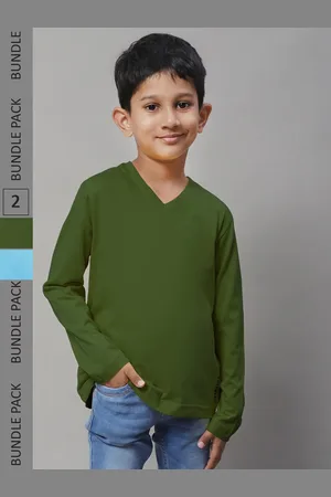 Friskers Boys Pack Of 2 V-Neck Long Sleeves Pure Cotton T-shirts