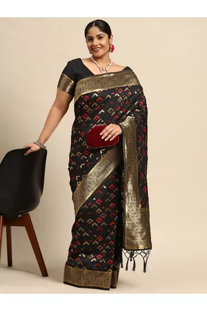 Sztori Woven Design Zari Silk Blend Banarasi Saree