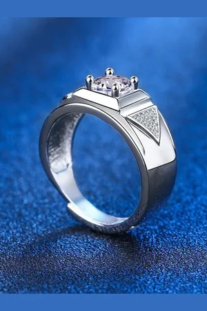 Myki Men Silver-Plated & CZ-Studded Adjustable Finger Ring