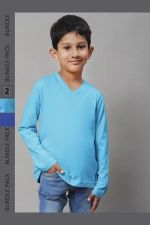 Friskers Boys Pack Of 2 V-Neck Long Sleeves Pure Cotton T-shirts
