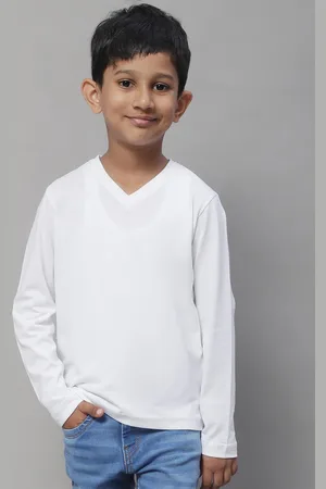 Friskers Boys V-Neck Long Sleeves Pure Cotton Slim Fit T-shirt