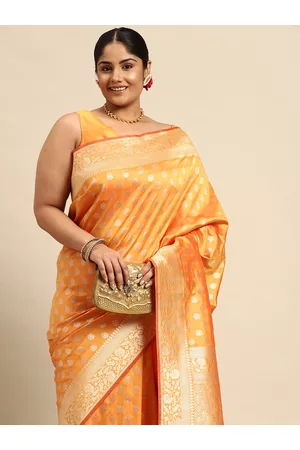 Sztori Floral Zari Silk Blend Banarasi Saree