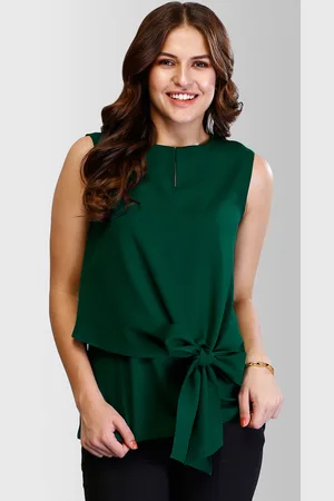 FableStreet Women Green Solid Top