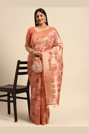 Sztori Floral Zari Silk Cotton Banarasi Saree