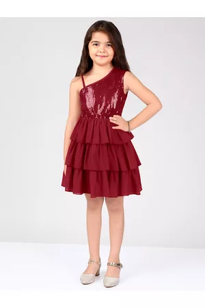 naughty ninos Girls Embellished One Shoulder Fit & Flare Dress