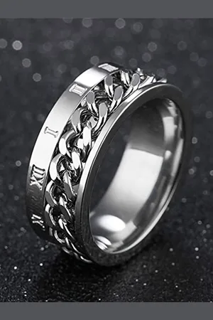 Meenaz Men Silver-Plated Chain Linked Finger Ring