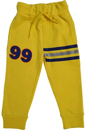 KiddoPanti Boys Yellow Solid Joggers