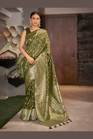 MONJOLIKA FASHION Paisley Woven Design Zari Saree
