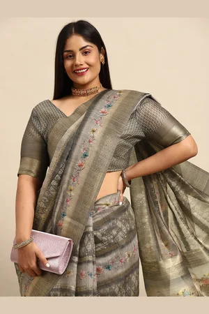 Sztori Floral Zari Silk Cotton Banarasi Saree