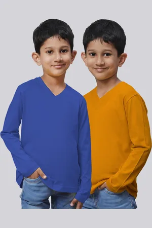 Friskers Boys Pack Of 2 V-Neck Long Sleeves Pure Cotton T-shirts