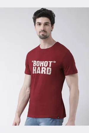 Friskers Men Maroon & claret Typography Printed Applique T-shirt