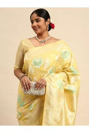 Sztori Ethnic Motifs Zari Linen Blend Banarasi Saree