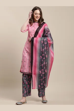Rajnandini Women Pink Ethnic Motifs Kurta with Trousers & With Dupatta