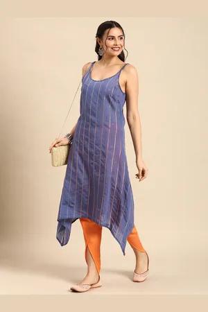 Sangria Women Striped Regular Sequinned Chanderi Silk Top with Dhoti Pants