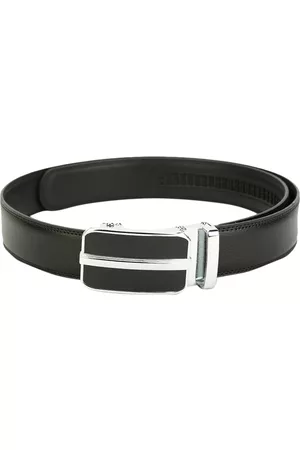 Pacific Men Black Leather Solid Belt