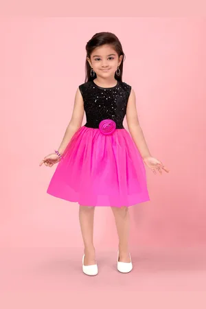 Aarika Girls Embellished Sequined Detailed Fit & Flare Dress