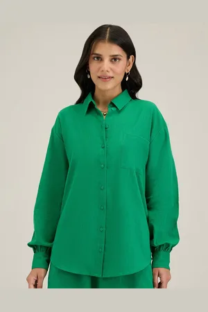 20Dresses Green Spread Collar Pure Cotton Casual Shirt