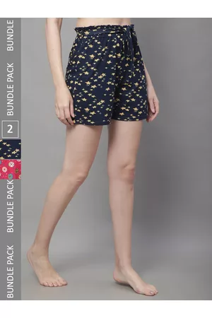 Boston Club Women Pack Of 2 High-Rise Printed Lounge Shorts
