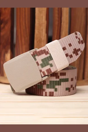 Mast & Harbour Men Peach-Coloured & Brown Woven Design Slim Belt