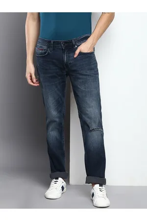 Tommy Hilfiger Men Cotton Slim Fit Mildly Distressed Light Fade Jeans