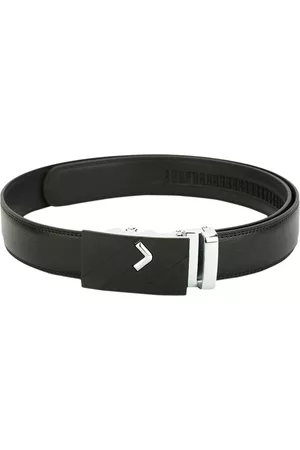 Pacific Men Black Leather Solid Belt