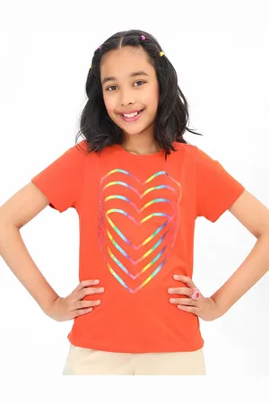 BONKIDS Girls Graphic Printed Cotton T-shirt