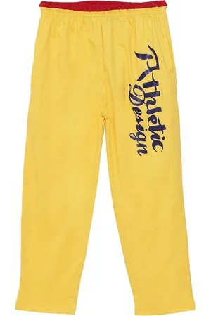 Sweet Angel Boys Yellow & Navy Blue Solid Straight-Fit Track Pants