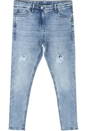 Peter England Girls Skinny Fit Mildly Distressed Heavy Fade Jeans