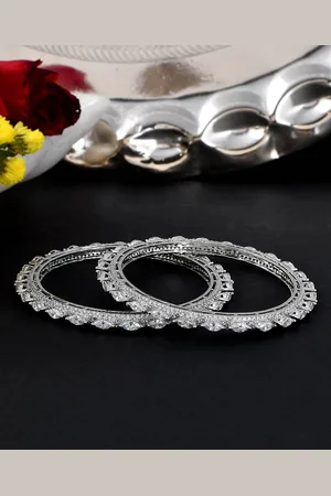 Voylla Silver-Plated & CZ-Studded Bangle