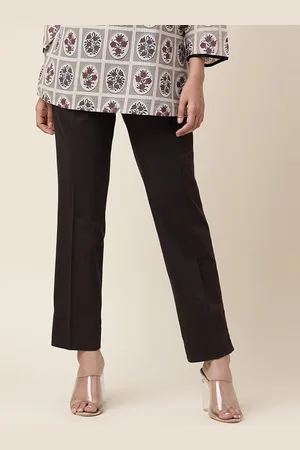 Fabindia Women Mid-Rise Slim Fit Cotton Trousers
