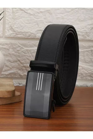 Mast & Harbour Men Black Textured Slim Belt