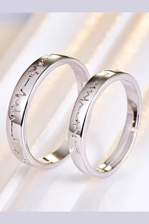 VÌEN Set Of 2 Silver-Plated & CZ-Studded Alloy Couple Finger Rings