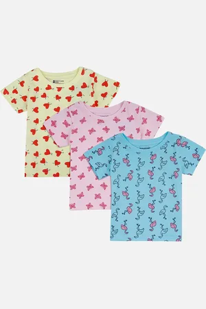 BodyCare Girls Pack Of 3 Printed Round Neck T-shirts