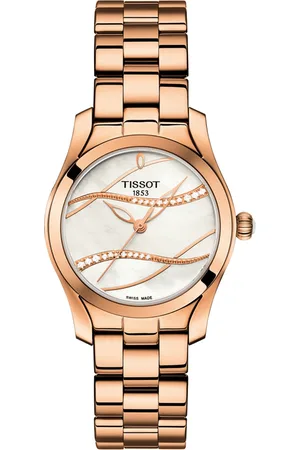 Tissot Women White T-Wave Mother of Pearl Diamond Studded Analogue Watch T1122103311100