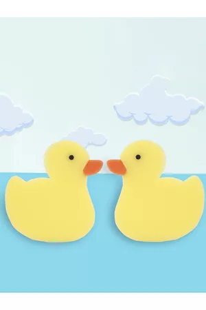 Baby Moo Kids Set of 2 Yellow Duck Shaped Bath Sponge