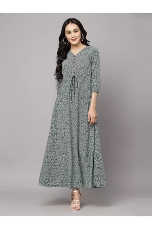 Aayu Floral Printed V-Neck A-Line Maxi Dress