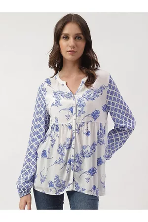 Marks & Spencer Floral Printed Cuffed Sleeves Shirt Style Top